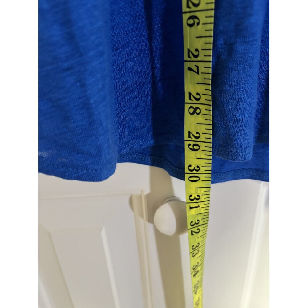 Tahari Blue V-Neck Linen Top 2X Plus Size - Picture 6 of 7